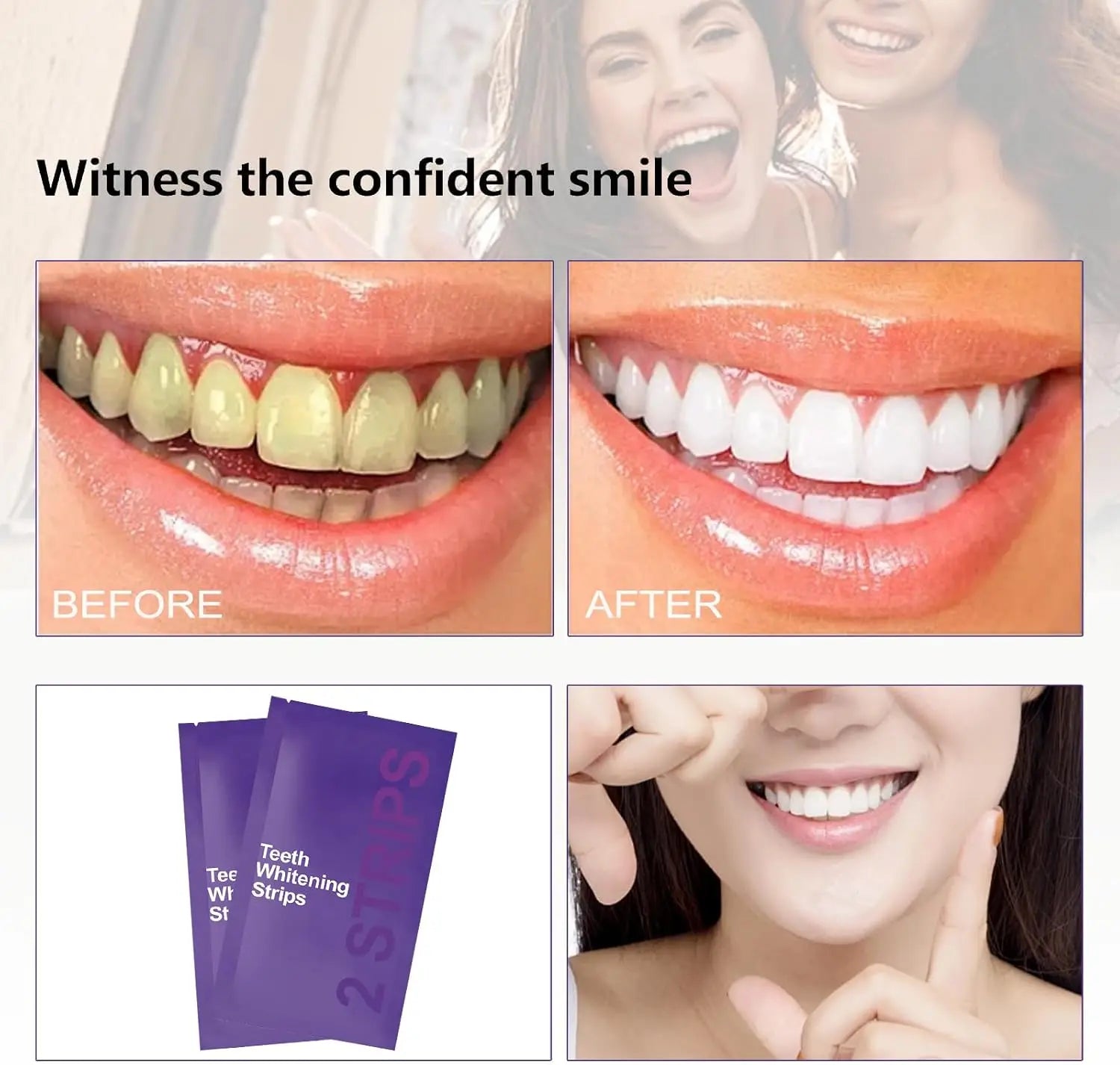 14/28 Strips Purple Teeth Whitening Kit – Remove Plaque & Stains Instant Color Corrector for Yellow Teeth Oral Hygiene Care