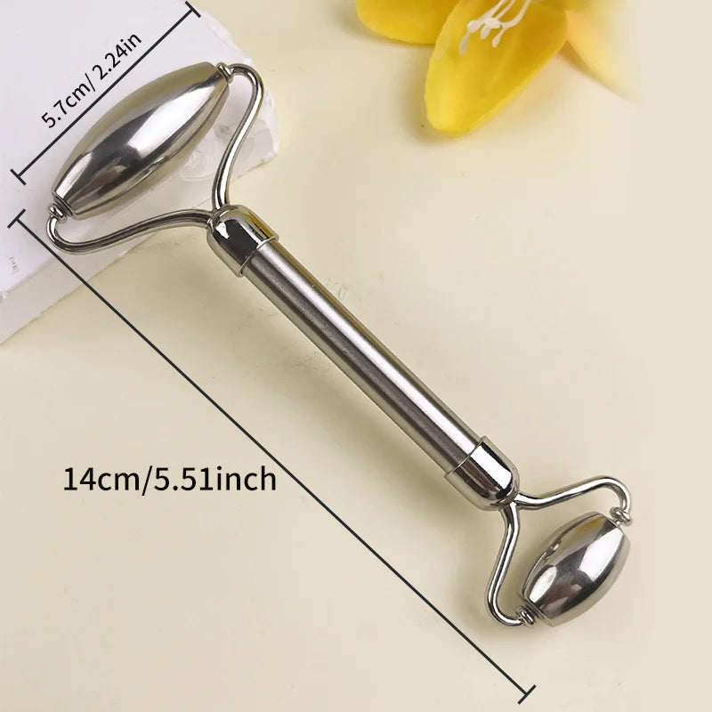 1pc stainless steel facial roller, made of 304 stainless steel, double-headed design, facial massage tool
