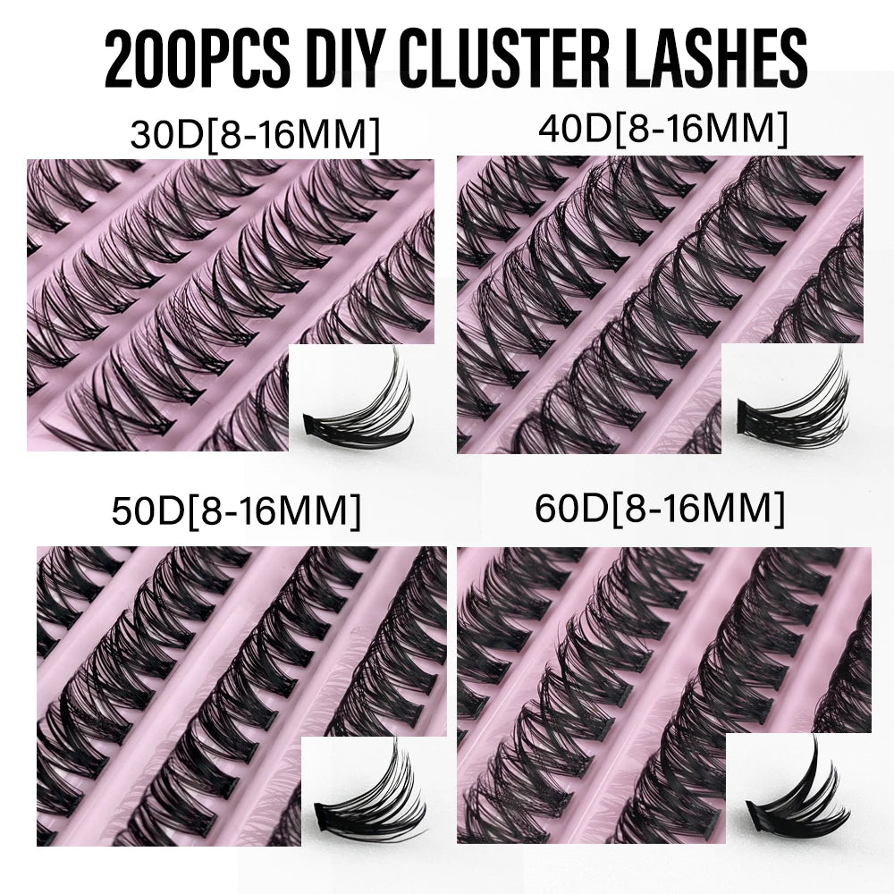 30D 40D 50D 60D DIY Individual Eyelash bundle 3D Russia Volume Eyelashes Soft Natural Lashes Mink Lash Cluster False Eyelashes
