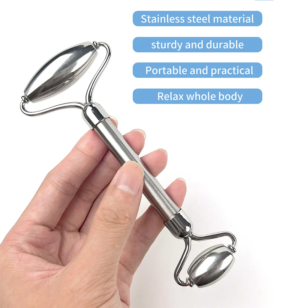 1pc stainless steel facial roller, made of 304 stainless steel, double-headed design, facial massage tool