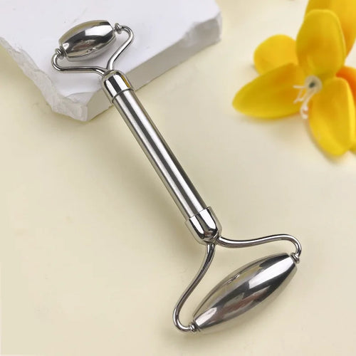 1pc stainless steel facial roller, made of 304 stainless steel, double-headed design, facial massage tool