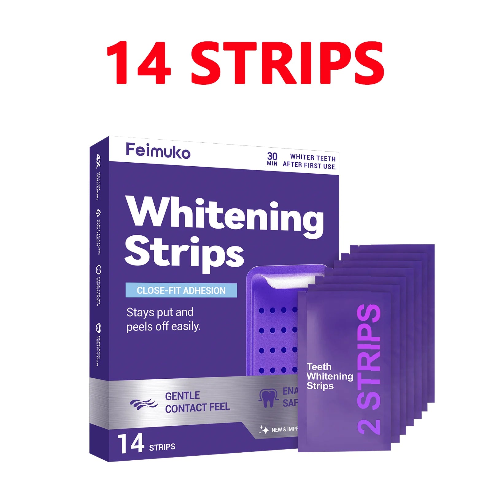 14/28 Strips Purple Teeth Whitening Kit – Remove Plaque & Stains Instant Color Corrector for Yellow Teeth Oral Hygiene Care