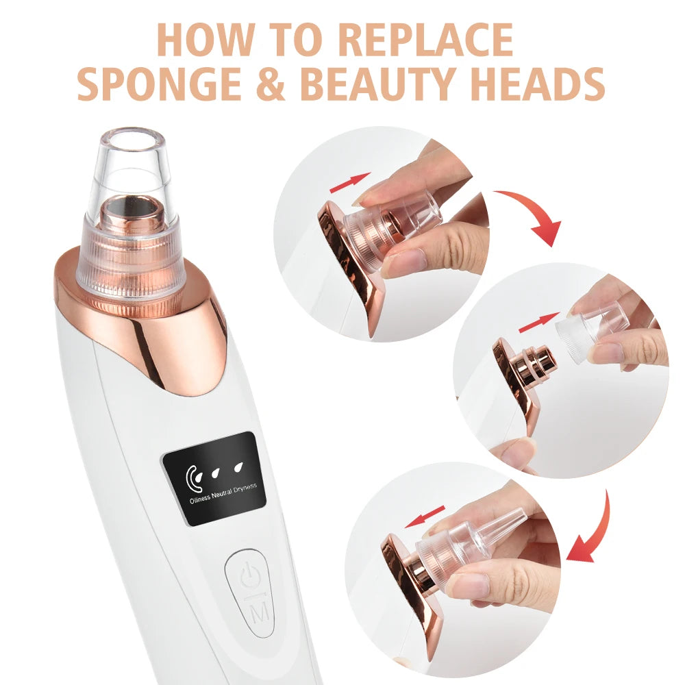 Blackhead Remover Face Deep Nose Cleaner T Zone Pore Acne Pimple Removal Vacuum Suction Facial Diamond Beauty Clean Skin Tool